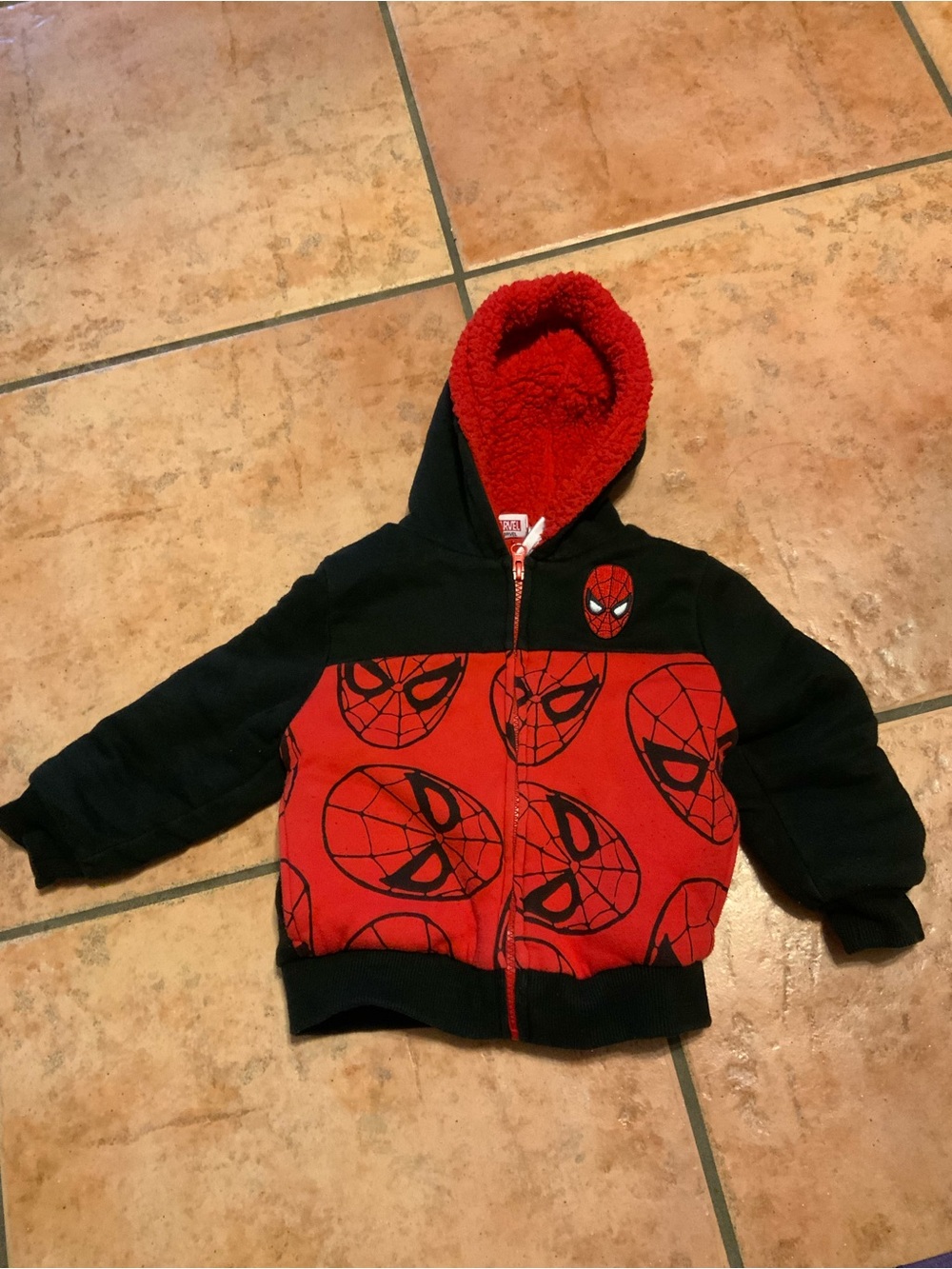 Marvel Red and Black Spider-Man Hooded Kids Jacket